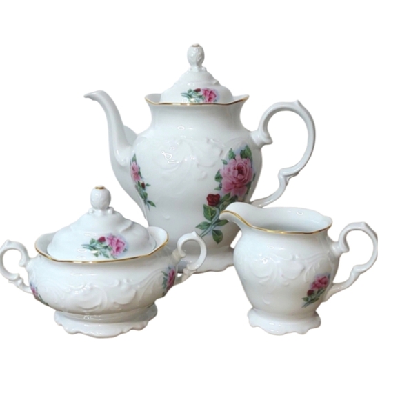 Vintage  Royal Vienna Poland Large Tea Pot and Cream and Sugar Set - Picture 1 of 17